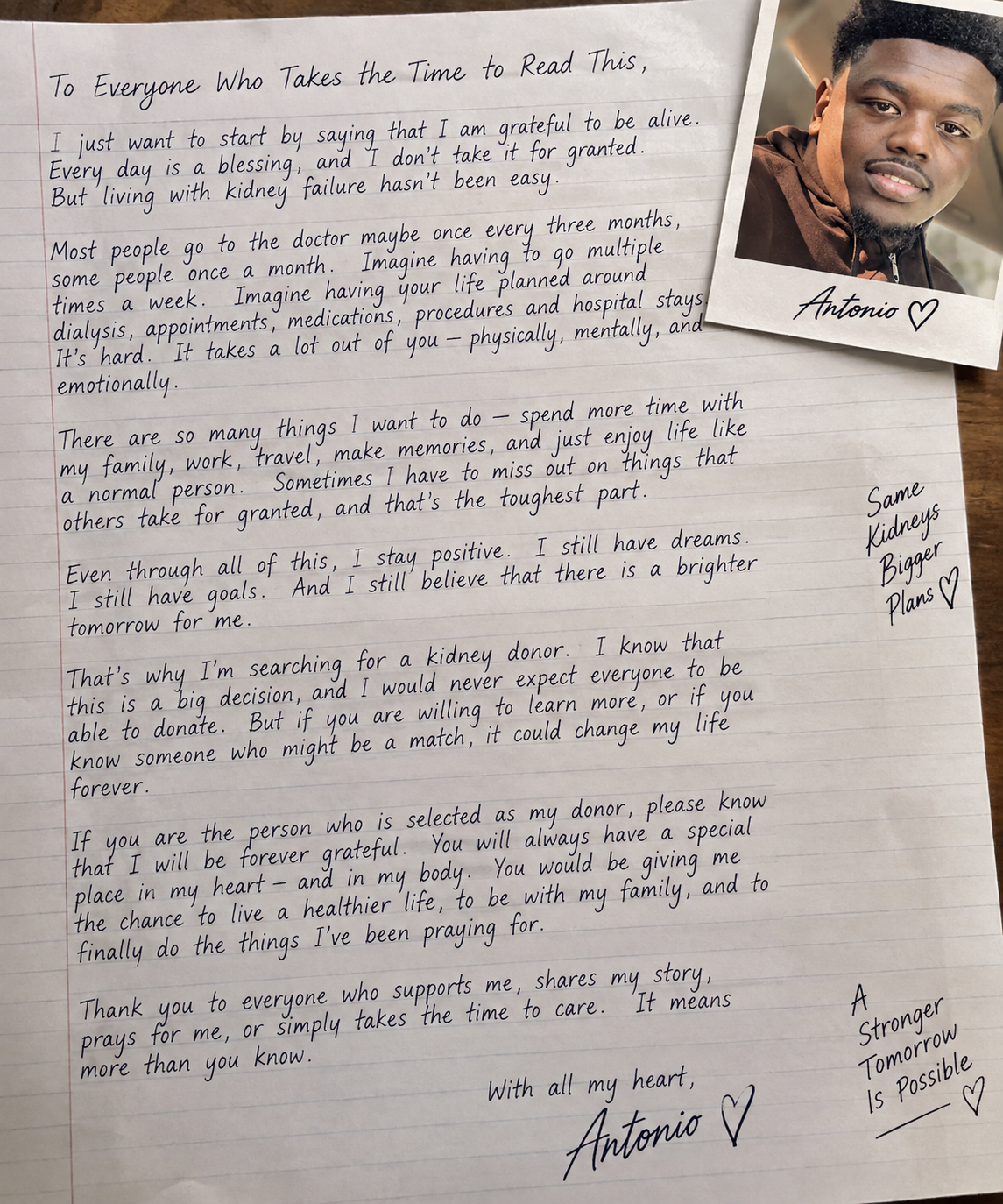 Handwritten letter from Antonio